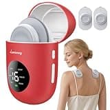Wireless TENS Unit, Muscle Stimulator for Pain Relief, Portable TENS Machine, Dual Channel Pocket-Size EMS Massage Device with Charging Case, LED Screen for Back, Shoulder, Waist, Red