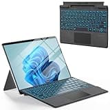Surface Pro Keyboard, Bluetooth Wireless Type Cover for Microsoft Surface Pro 11/10/9/8/X 13 inch, Ultra-Slim Portable Magnetic Keyboard with 7 Color Backlit, Pen Hold, Trackpad, USB-C Recharge, Black