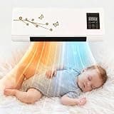 1800W Wall Mounted Air Conditioner, Portable Cooling & Heating Mini AC Unit, 2-in-1 Cooling Fan & Heating Combo, Home AC Unit with Remote Control & 24H Timer for Living Room Office(White) (Brown