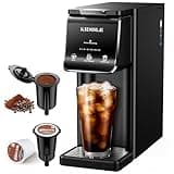KIDISLE Hot & Iced Single Serve Coffee Maker for K Cup & Grounds, 6–16oz Brew Sizes, 40oz Water Tank, Reusable Pod Filter, Easy-to-Use for Home, Office, Dorm, Black