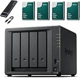 Synology DS925+ NAS Server Bundle 4 Bay (8GB RAM, 48TB HDD) - 4 x 12TB Synology NAS HDDs, High Performance Desktop Network Storage Device - Includes External 512GB SSD for Backup