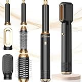 Atopskins 6 in 1 Hair Dryer Brush Hot Air Styler Detachable for Travel, Blow Dryer 3 Heat Settings to Straighten, Auto Curl, Volumize Home Salon Results Frizz-Free Shine All Hair Types (Black1)