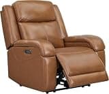 Leather Power Lift Recliner Chair, Wall Hugger Electric Reclining Sofa for Living Room, Adjustable Headrest with USB Charging Ports, Brown Home Theater Massage Seat for Adults