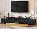 YITAHOME Extendable Entertainment Center 63 to 89 Inches, Modern TV Stand with 2 Door Cabinets and Open Shelf, Adjustable Length TV Console for Living Room, Black