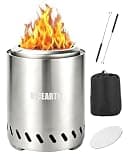 VICEARTH Tabletop Fire Pit 9.7 x 7.1 In, Portable Smokeless Mini Fire Pit for Patio & Camping, Stainless Steel Table Top Firepit for Wood Pellets, with Heat-Resistant Mat, Travel Bag & Roasting Sticks