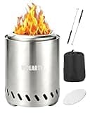 VICEARTH Tabletop Fire Pit 9.7 x 7.1 In, Portable Smokeless Mini Fire Pit for Patio & Camping, Stainless Steel Table Top Firepit for Wood Pellets, with Heat-Resistant Mat, Travel Bag & Roasting Sticks