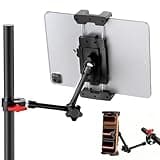 Multi-Scene Universal Tablet Stand, 360° Adjustable Phone Holder for Desk, Metal Crab Clamp with Sturdy Aluminum Arm for 4.7"-13.5" Kindle, iPad Pro/Air/Mini, iPhone, for Stroller Treadmill Golf Cart