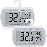 AEVETE 2 Pack Waterproof Digital Refrigerator Thermometer Large LCD, Freezer Room Thermometer with Magnetic Back, No Frills Easy to Read