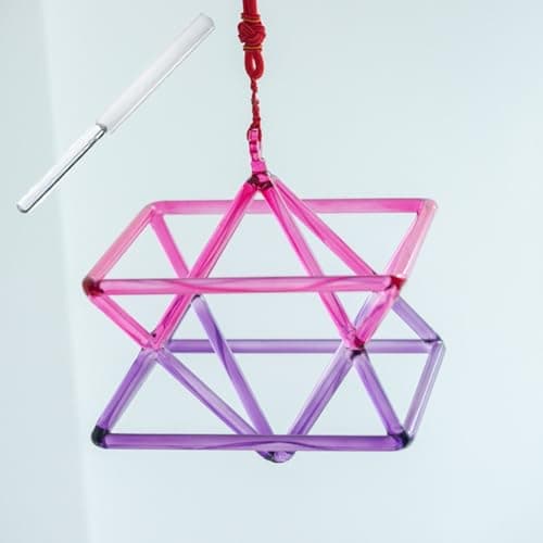 XBTGS Quartz Chakra Singing Set, Crystal Singing Pyrid with Striker & Hanging Strap, Percussion Instrument for Yoga Meditation & Sound Healing, Dual Color,-7inch