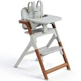 Syncfun Foldable Baby High Chair, Space Saving High Chairs for Babies and Toddlers, Grow with Me Convertible Toddler Chair, Easy to Clean Wipeable Seat, Adjustable Removable Tray, Wood Grain Frame