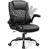 Leather Office Chair, PU Home Computer Desk Chairs with Ergonomic Back Support, 360°Swivel Free,Small Gmaing Chair with Wheels and Adjustable Armrests, for Short People Use, Black
