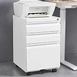 KJUUJE 3 Drawer Locking File Cabinet, Under Desk Metal Filing Cabinet, Mobile Filing Cabinet Home/Office Design