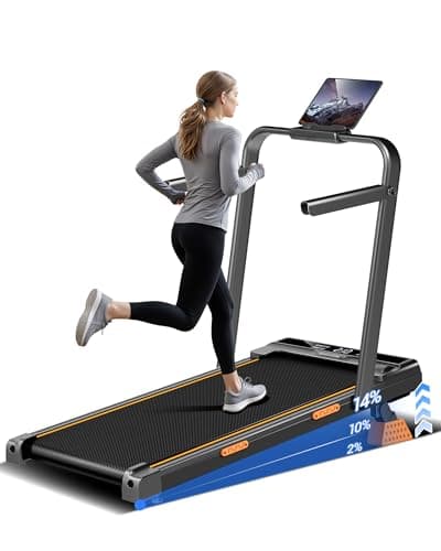 14% Incline Walking Pad Treadmills for Home, Under Desk Treadmill with Handles, Foldable Treadmill with 2.5 HP Quiet Brushless