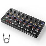 DONNER STARRYCTRL Wireless MIDI Controller, Portable USB MIDI Controller Mixer for DAW with Smart LED Anti-Jump Indicator, 43 Assignable Buttons, 8 Faders and 8 Knobs, Rechargeable Battery, Black