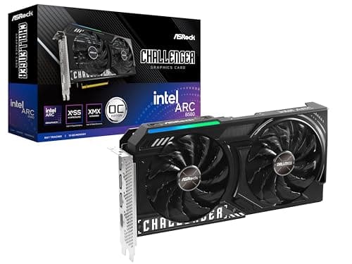 ASRock Intel Arc B580 Challenger 12GB OC Graphics Card, Intel Xe2-HPG, 12GB GDDR6, PCIe 4.0, Dual Fans, 0dB Silent, LED Indicator, DisplayPort 2.1, HDMI 2.1a