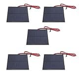 Generic 5Pcs Mini Solar Panels, 0.88W DC5.5V 160mA Solar Panels Cells 3.5x3.1inch with 30CM Red and Black Wire for DIY Cells Projects, Electric Toy & DIY System Kits