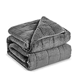 Sherpa Fleece Adult Weighted Blanket, 15 Pounds Dual Sided Soft Plush Blanket for Couch Bed Sofa, Heavy Thick Blankets with Glass Beads Great for Sleep, 48 x 72 inches, Dark Grey on Both Sides