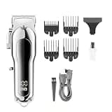 DAXXIN Hair Cutting Tool, Professional Hair Clipper Cordless Haircut Machine Adjustable Portable Rechargeable Hair Trimmer for Men(Silver with Box)