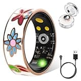 DSHKISK Smart Ring for Women & Men, Fitness Tracker with Heart Rate, SpO2, Blood Pressure & Sleep Monitoring, IP68 Waterproof, Long Battery Life, No Monthly Fees, for iPhone Android (10#&Floral)