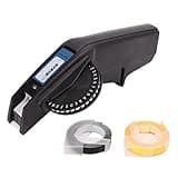 Embossing Label Maker Embosser, Clear Number Letter, One Hand Operated Durable ABS Tool for Daily DIY Label Craft Production(Black)