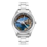 FodPand Mens Stainless Steel 3-Hand Analog Watch Easy Reader 40mm Dial