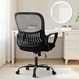 Sweetcrispy Home Office Managerial Executive Chair with Ergonomic Design, Mid-Back Mesh 360° Swivel, Comfortable Lumbar Support, Comfy Arms for Bedroom,Study,Student, Black