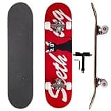Professional Double Kick Skateboard, 31 inch Maple Deck, ABEC-9 Bearings, 95A PU Wheels, Custom Graphic Design (cat(T-Tool Included), 31in)