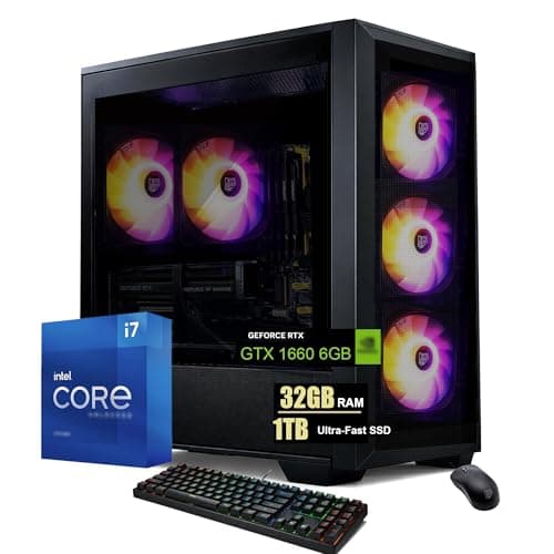 BYTE DEPOT Forge Elite Gaming PC, Intel Core i7, 32GB DDR RAM, 1TB NVMe SSD, Radeon RX 580 8GB, WiFi 6 & Windows 11 Pro