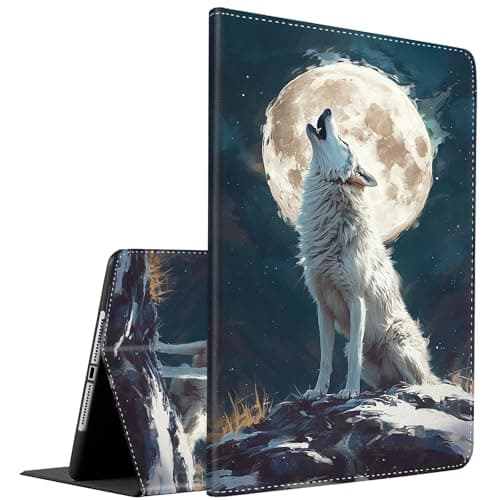 Case for Samsung Galaxy Tab S10 Plus 2024/S9 FE+/S9 Plus 12.4 Inch 2023 - SM-X820/X826B/X610/X616B/X810/X816B ,Slim Fit Foldable Standing Cover Case with Auto Sleep/Wake ,White Wolf Moon
