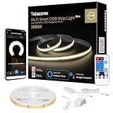 Tatazone Smart White COB Led Strip Light with App and Remote, 16.4ft 3000K Bright Warm White WiFi COB Light Strip Compatible with Alexa Google, Dimmable Indoor Led Lights for Mirror, Cabinet, Kitchen