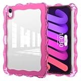 SPIUST for iPad mini 7 (A17 Pro) Generation 2024 8.3 Inch,6th Generation 2021 8.3 Inch Case,Wave Edge Durable TPU+Back Hard PC Shockproof with Transparent Back,Pink