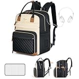 Tonyeee Diaper Bag Backpack - Extra Large Diaper Bag for 2 Kids Twin, Travel Baby Bags for Mom Dad 25-37L Expandable with Changing Pad Earphone Hole, Apricot Black