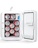 Antarctic Star Compact Mini Fridge, 10L Portable Small Refrigerator, 2.6 Gal Desktop Fridge with AC/DC Adapters, Small Cosmetics Cooler for Beverage, Food, Makeup, Bedroom, Office, Dorm, White