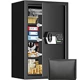 Large Fireproof Safe for Home Document, Digital Security Safe Box Fireproof Waterproof with Combination Lock and 3 Removable Shelves, Anti-Theft Fire Safes for Money Valuables