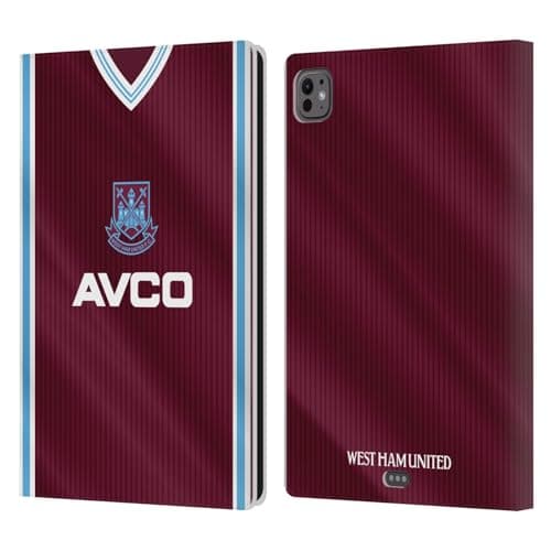 Head Case Designs Officially Licensed West Ham United FC 1987 Home Retro Kits Leather Wallet Case Compatible with Apple iPad Pro 11 M4/M5 2024/2025