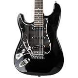 Sawtooth ES Alder Series Electric Guitar, Black with Chrome Pickguard (Left)