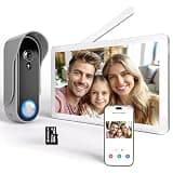 SIMBAILAI Wireless Video Doorbell – 8" 1080p Full Touchscreen, Ultra-Thin 8mm, Motion Detection, Two-Way Audio, Night Vision, 160° Wide-Angle, IP65 Weatherproof, Tuya App, No Subscription Required