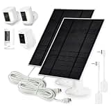 Solar Panel for Ring Camera, 2 Pack 5W 6V High Efficiency Solar Charger with 10FT Cable, IP66 Waterproof Power Supply Compatible with Stick Up Cam, Spotlight Cam Plus