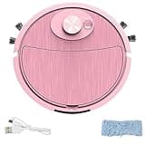 Mini Robot Vacuum for Car, Compact Multifunctional Cleaner Machine Super Suction Low Noise, Car Robot Vacuum Cleaner and Mop with Wet Mopping for Hard Floors Pet Hair Carpets (Pink)