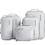 Aerotrunk Ultralight Compression Packing Cubes - Lightweight Travel Organizers for Suitcases and Luggage (6-Pack, Light Grey)