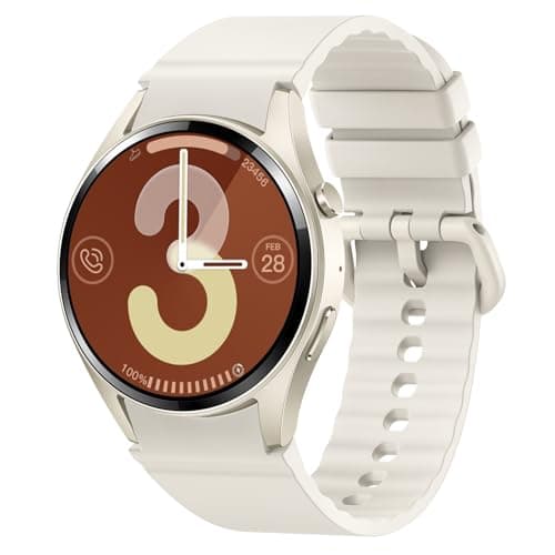 KACUBAKU Smart Watch (Make/Answer Calls) (Cream-Silver)