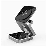 3 in 1 Foldable Magnetic Wireless Charger Station, 15W Fast Wireless Charging Stand for iPhone, Apple Watch, AirPods, Portable Multi Device Wireless Charging Dock for Desk Travel