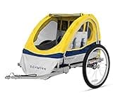 Schwinn Echo Child Bike Trailer, Max of 2 Children with Total Weight of 80 lbs., Canopy, 20-Inch Air-Filled Tires, Yellow/Grey