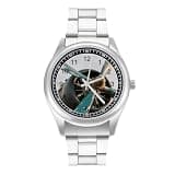 FodPand Analog Men Stainless Steel Band Watch Big Face Silver Wristwatch