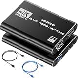 4K HDMI Capture Card for Streaming, Full HD 1080P 60FPS USB 3.0 Cam Link Game Audio Video Capture Card, Work with Camera/Nintendo Switch/Xbox/PS4/PS5/PC/OBS (Black)