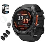 Garmin 010-02905-00 Fenix 8 51 mm AMOLED Slate Gray with Black Silicone Band Bundle with Silicone Dust Cover 3 Pack, 1.4 Inch Screen Protector and 2 YR CPS Enhanced Protection Pack