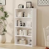 Blorly 4-Tier Bookcase, 42 Inch Industrial Storage Wall Shelf, Display Shelf for Living Room, Bedroom, White