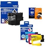 Brother Genuine LC506XXLBK Super High Yield Black & LC506XL3PK (C/M/Y) Ink Cartridge Bundle with Deco Essentials Printer eBook for MFC-J4555DW, MFC-J4355DW, MFC-J6960DW, MFC-J6975DW, MFC-J6560DW
