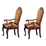 agnixnaf Cherry Dining Chair with Cushion Set of 2, Carved Detailing & High Back, Wood Frame, Mid-Century Kitchen Chair for Restaurant, Living Room, Café