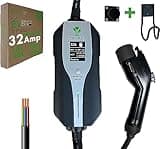 for Europe&Asia Type1 (J1772 US) & Type 2 (IEC 62196-2) 32 Amps - Level-2 Electric Vehicle (EV) Charger 220 Volt 9 Meter (Hardwire, Type 1 (J1772 US))